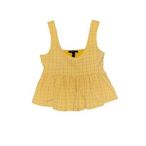 Women's Forever 21 Yellow and White Patterned Baby Doll Top Size Medium
